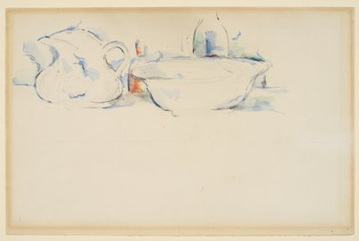 Stilleben, toiletartikler, ca. 1885-90 (grafit og akvarel på papir) af Paul Cézanne