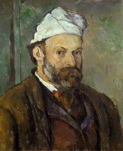Portræt af kunstneren i den hvide kasket af Paul Cézanne