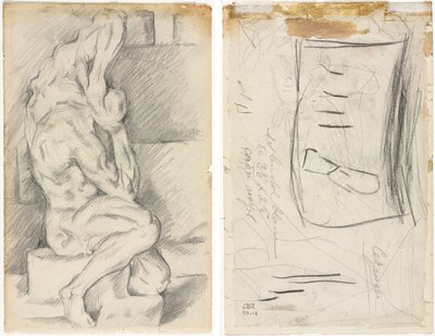 Skitse af anatomisk skulptur (recto) Skitse af Madame Cézanne (verso) af Paul Cézanne