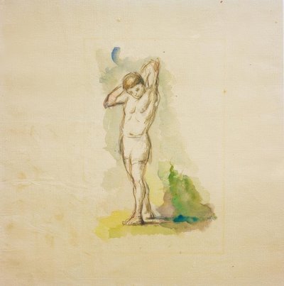 Stående badende med armene foldet bag nakken af Paul Cézanne