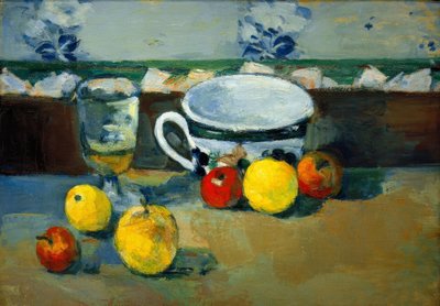 Kop, glas og frugt II af Paul Cézanne