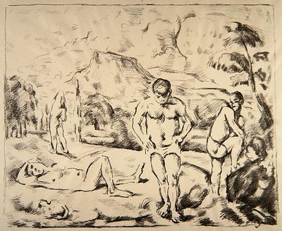 The Baders, ca. 1898 (litho) af Paul Cézanne