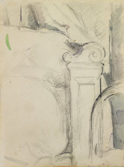 The Bedstead (blyant & wc på papir) af Paul Cézanne