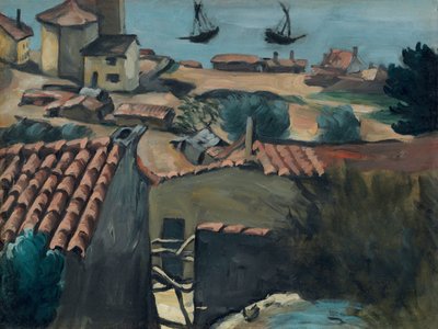 Fiskerlandsbyen ved L"Estaque; Fiskerlejet ved l"Estaque, ca. 1870 af Paul Cézanne