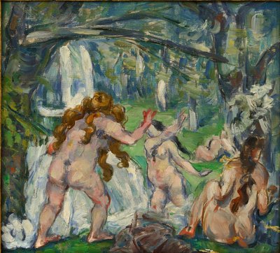 ""Tre badende"" Maleri af Paul Cezanne (1839-1906) 1875 Olie på lærred - størrelse 30,5x33 cm Privat samling af Paul Cézanne