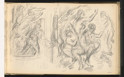 To studier til "The Judgment of Paris" eller "The Amorous Shepherd" af Paul Cézanne
