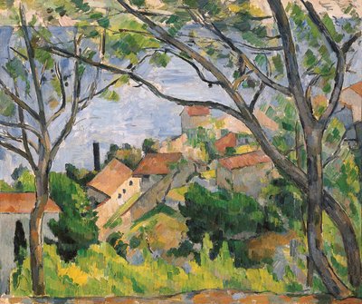 Udsigt over L"Estaque Through the Trees, 1879 af Paul Cézanne