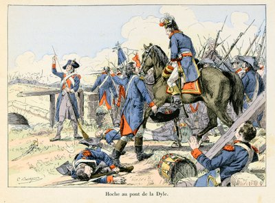 Hoche au pont de la Dyle: I marts 1793, da han dækkede tilbagetoget ved passagen af Dyle foran Leuven (Belgien), kæmpede Lazare Hoche (1768-1797) mod østrigerne - illustration af Emile Boutigny (1853-1929) I "Hoche-Marceau-Desaix" af Theodore af Paul Émile Boutigny
