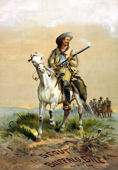 Omslag til bogen "The Scout Buffalo Bill" af Han. W.F. Cody, illustration af P. Frenzeny, sd. mellem 1860 og 1890. af Paul Frenzeny