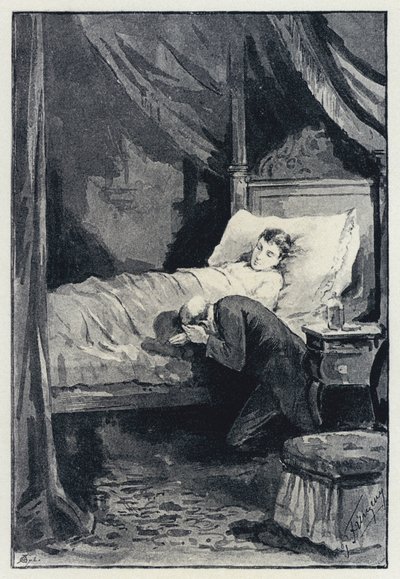 Illustration til Anna Karenina: Karenina i Annas kammer under sin sygdom (litho) af Paul Frenzeny
