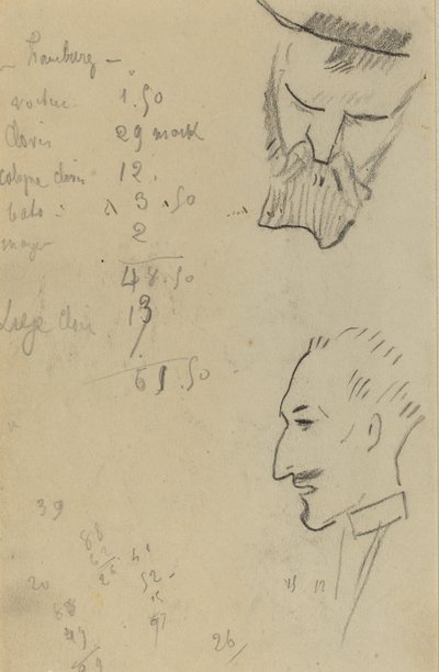 En skægget mand og en mand i profil [verso] af Paul Gauguin