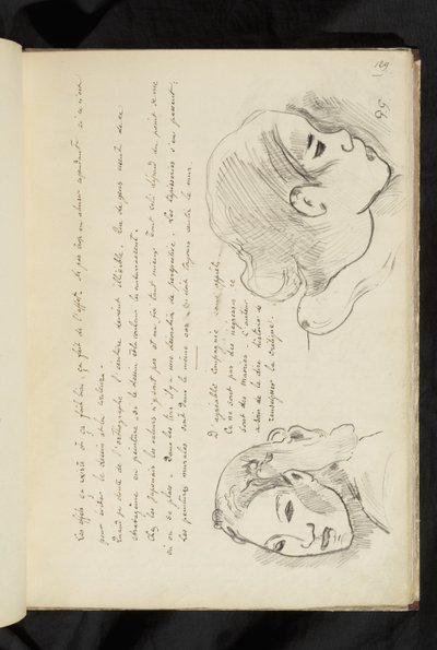 Avant et après - tekst og to tegninger af en piges hoved af Paul Gauguin