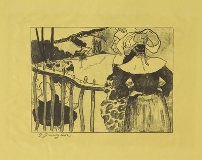 Bretonske kvinder stående ved et hegn, 1889 af Paul Gauguin