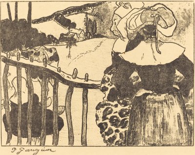 Bretonske kvinder ved siden af ​​et hegn Bretonske kvinder ved barrieren, 1889 af Paul Gauguin