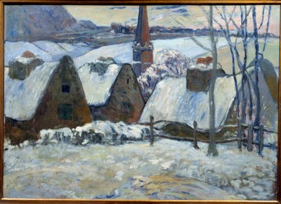 Bretonsk landsby under sne i 1894. Maleri af Paul Gauguin (1848 - 1903) af Paul Gauguin