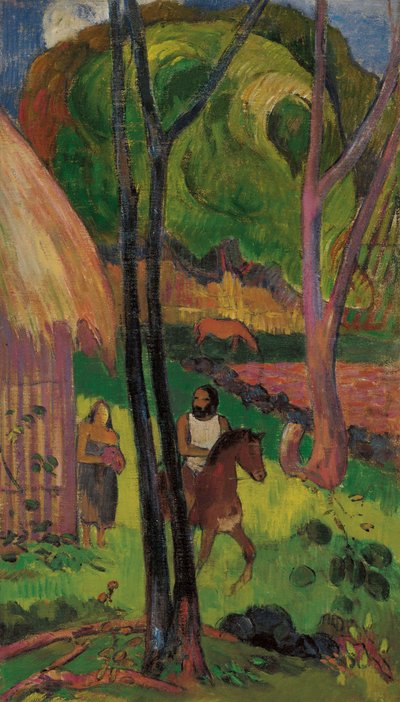 Rytter foran hytten, 1902. af Paul Gauguin