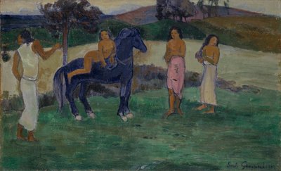 Komposition med figurer og en hest, 1902. af Paul Gauguin