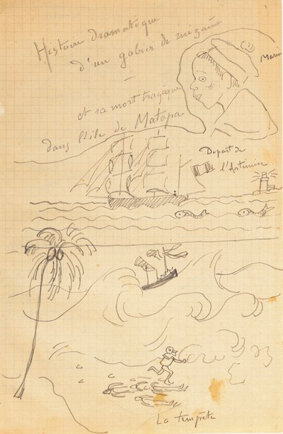 Tegning fra et album med tegninger produceret til den unge Jacques Bousquet, Pont-Aven eller Le Pouldu, 1889-90 af Paul Gauguin
