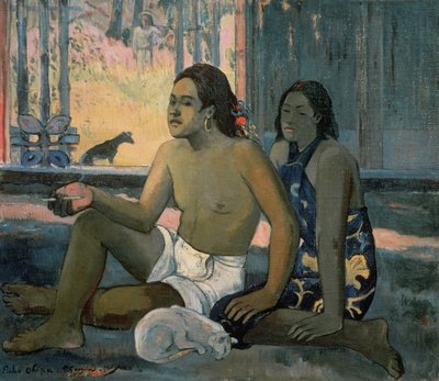 Intet arbejde eller tahitianere i et værelse af Paul Gauguin