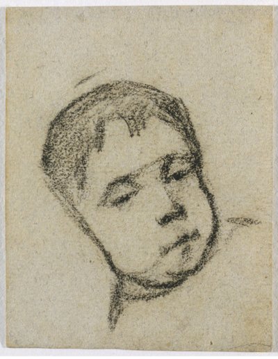 Emil Gauguin som barn, hovedet på en pude af Paul Gauguin