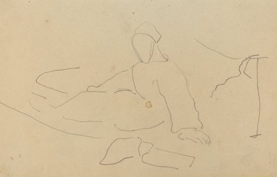 Figur siddende på jorden [recto] af Paul Gauguin