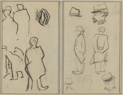 Figurstudier; Studier af soldater [verso] af Paul Gauguin