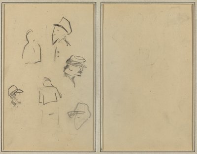 Fire hoveder og to figurer [verso] af Paul Gauguin