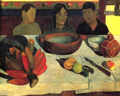 Fransk:  Le repas (Les bananes) Måltidet (Bananerne) af Paul Gauguin