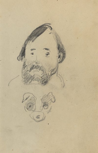 Hoved af en skægget mand med et hoved af en hund [recto] af Paul Gauguin