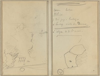 Hoved af en abe; Fortegnelse over flasker og drikkevarer [verso] af Paul Gauguin
