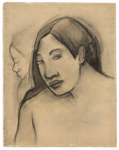 Ledere af tahitiske kvinder, frontale og profilerede synspunkter af Paul Gauguin