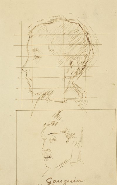 Heads of a Boy and a Man (Selvportræt?) [verso] af Paul Gauguin