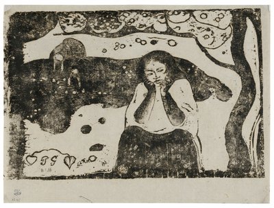Menneskelig elendighed, fra Suite of Late Wood-Block Prints af Paul Gauguin