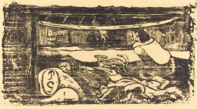 Interiør af en Hut Interieur de case, i eller efter 1895. af Paul Gauguin