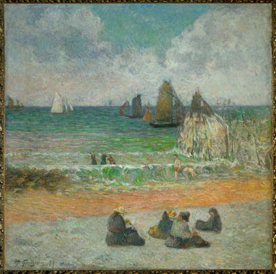 Stranden ved Dieppe eller Badegæsterne (olie på lærred) af Paul Gauguin