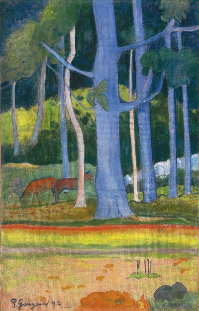 Landskab med blå træer Landskab med blå stammer, 1892 af Paul Gauguin