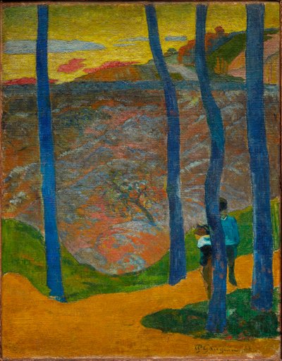 De blå træer. Du vil passere, den smukke. Blåtræer. Din tur vil komme, min skønhed!, 1888. af Paul Gauguin
