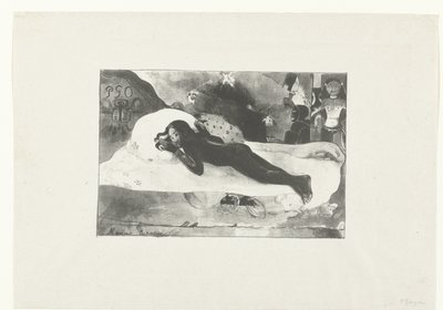 Tilbagelænet pige og de dødes spøgelser Set af de dødes spøgelser Manao tupapau (titel på objekt) af Paul Gauguin