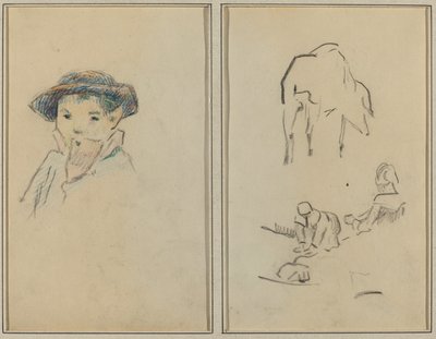 Lille bretonsk dreng; En gris og en vaskekone [recto] af Paul Gauguin