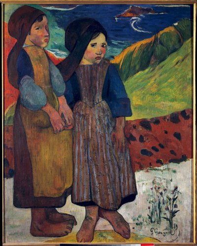 Små bretonere før havet Maleri af Paul Gauguin (1848-1903) 1889 Søn. 0,92 X 0,73 m. Tokyo. Nationalmuseet for vestlig kunst af Paul Gauguin
