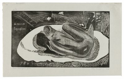 Manao tupapau (Hun tænker på spøgelsen eller spøgelsen tænker på hende), fra Noa Noa-suiten af Paul Gauguin