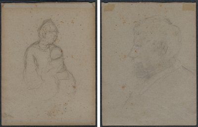 Mor og barn (recto); Profilbuste af en mand (verso) af Paul Gauguin