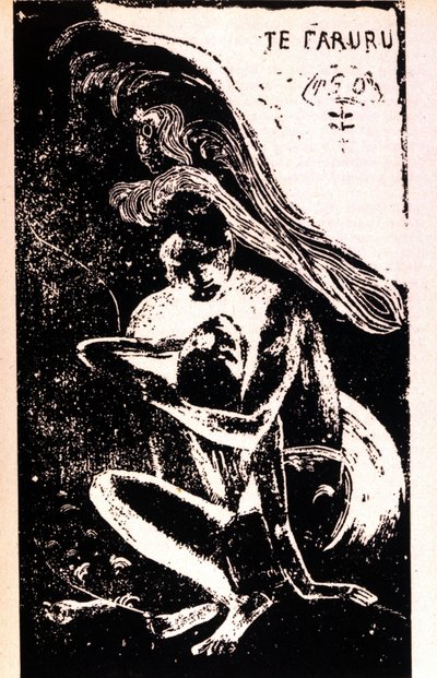 Paul Gauguin "" Te Faruru""" (de elsker). Xylografi af den Tahitianske periode af Paul Gauguin (1848 - 1903). 1891 - 1897. af Paul Gauguin