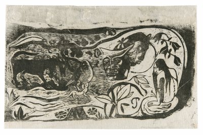 Tallerken med Hovedet af en Horned Devil, fra Suite of Late Wood-Block Prints af Paul Gauguin