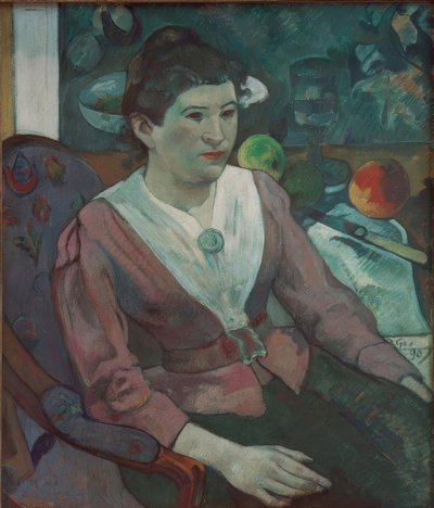 Portræt af en kvinde i stilleben af ​​Cézanne - Marie Derr af Paul Gauguin