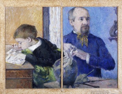 Portræt af billedhuggeren Jean-Paul Aubé 1837-1916 med sin søn Emile, 1882. af Paul Gauguin