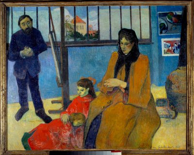 Schuffeneckers Værksted eller Schuffenecker-familien. Portræt af Emile Scuffenecker (1851-1934), hans kone, født Louise Lancon og deres børn Jeanne og Paul. Maleri af Paul Gauguin (1848-1903) af Paul Gauguin