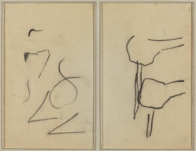 Skriblerier; To former [verso] af Paul Gauguin