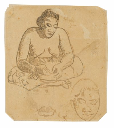 Siddende Tahitiansk kvinde (recto); Stående Tahitiansk kvinde (verso) af Paul Gauguin