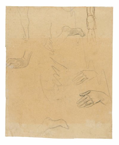 Skitser af figurer, hænder og fødder (relateret til maleriet Aha oe feii? [Hvad! Er du jaloux?]) af Paul Gauguin